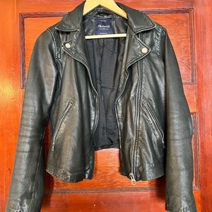 Madewell The Washed Leather Motorcycle Jacket Black S moto women’s
